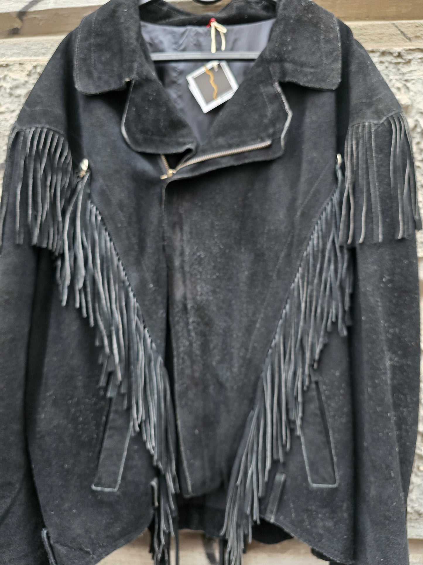 Giacca in pelle vintage frangiata