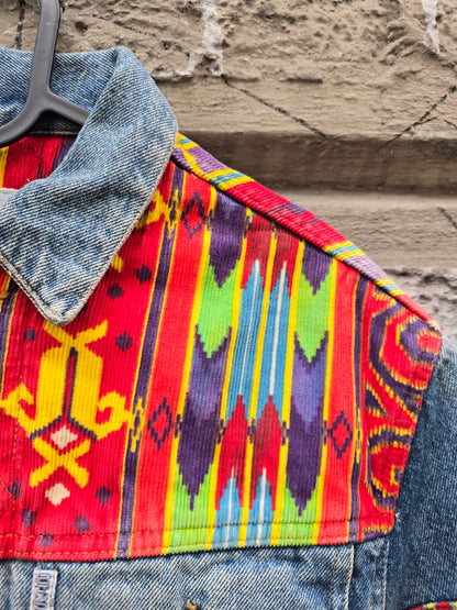 Giacca vintage Outsider in denim e velluto