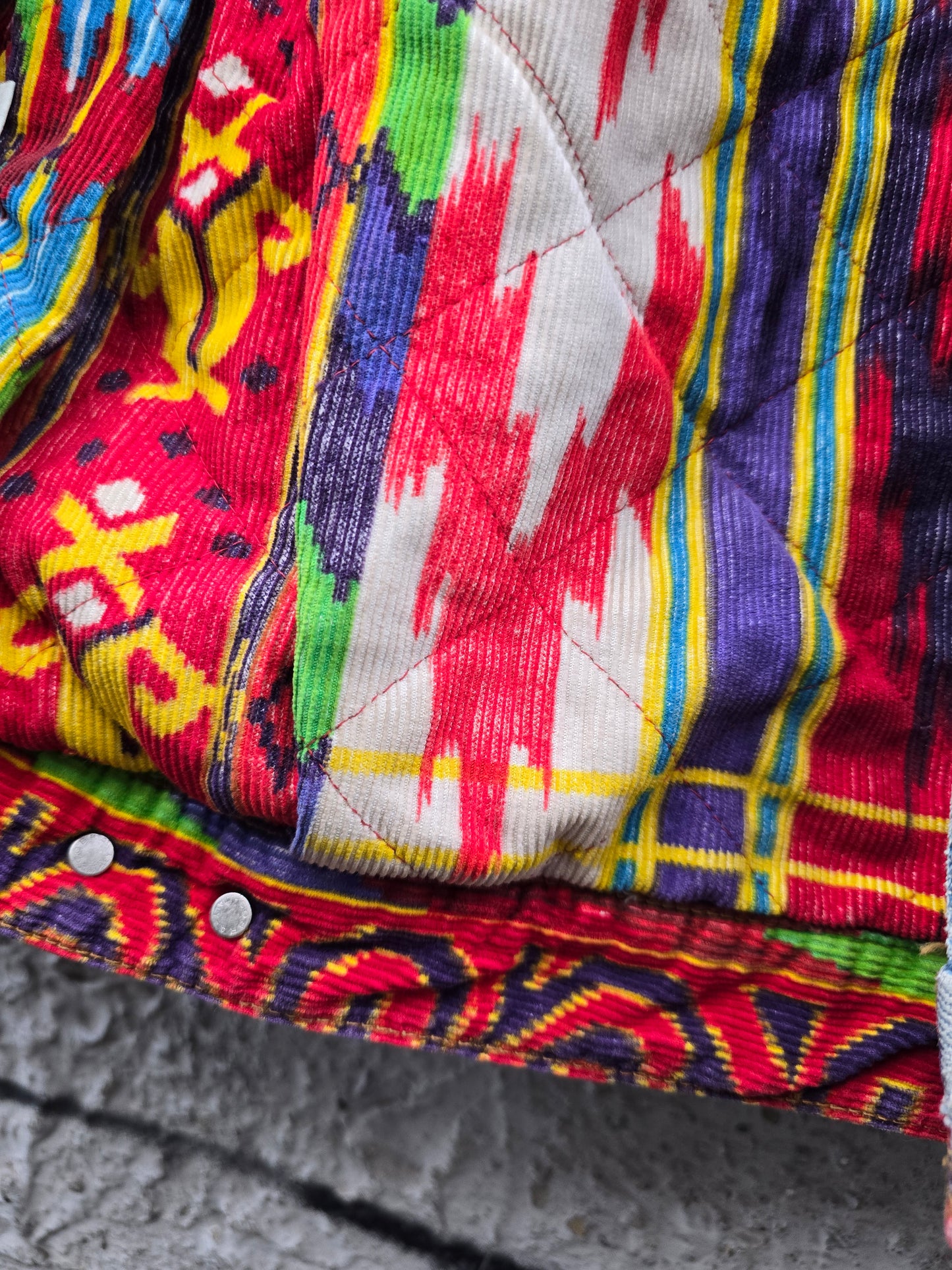 Giacca vintage Outsider in denim e velluto