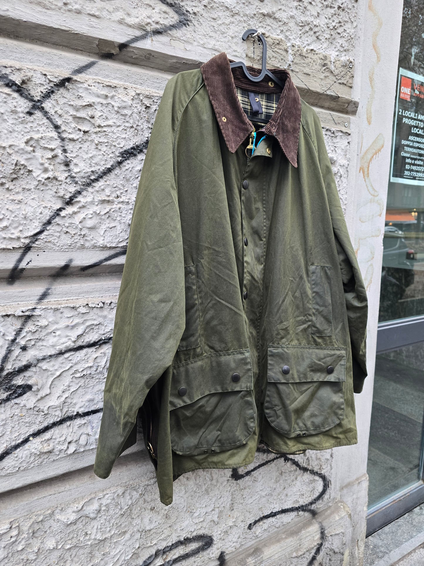 Barbour Beaufort vintage verde militare