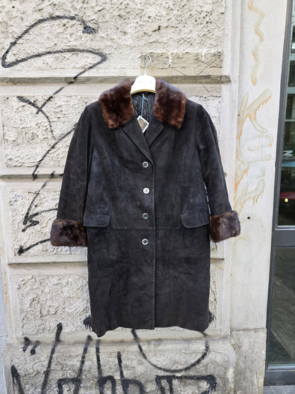 Giacca donna vintage in camoscio e visone