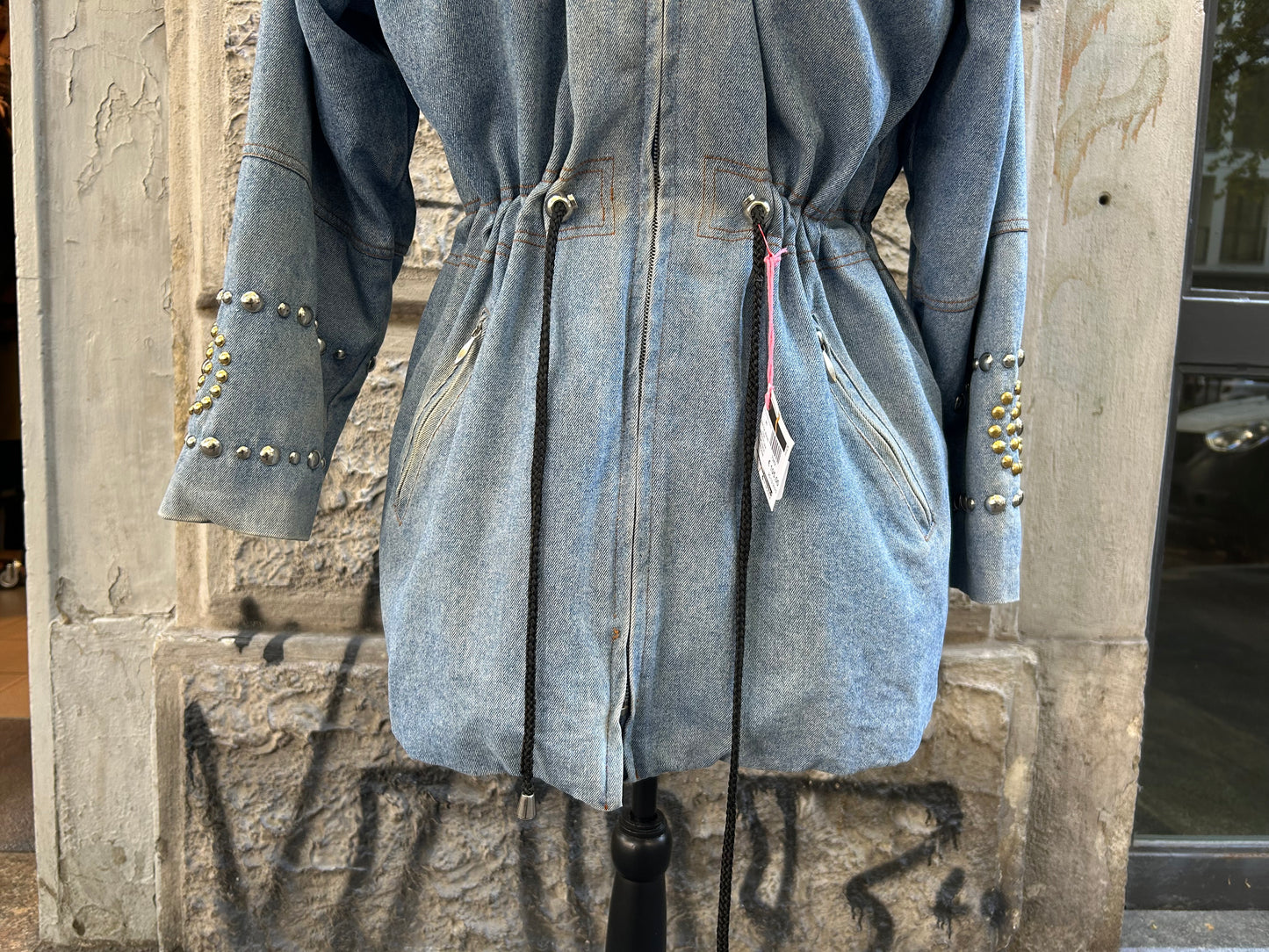 Giacca donna vintage in jeans con pelliccia interna sfoderabile