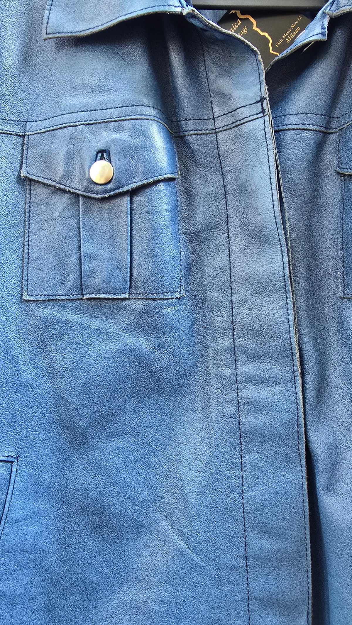 Giacca vintage in pelle blu