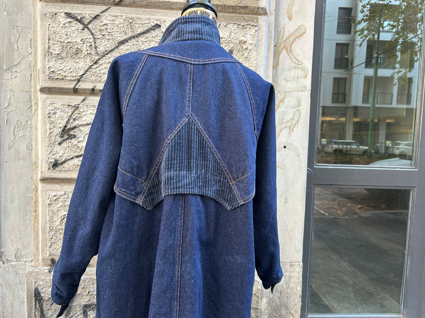 Cappotto donna anni 80 sherpa in jeans vintage