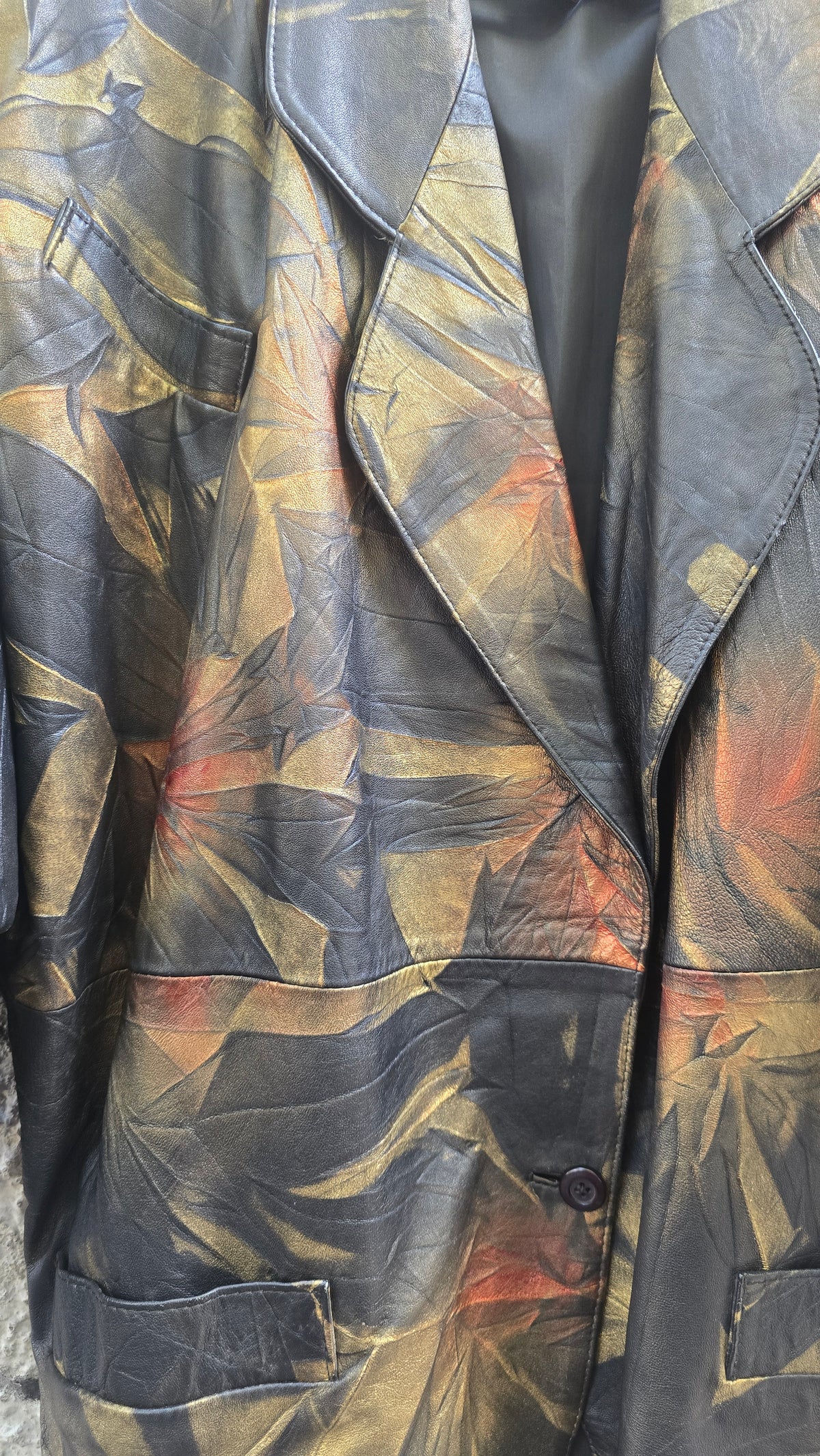 Giacca vintage in vera pelle tinta a mano