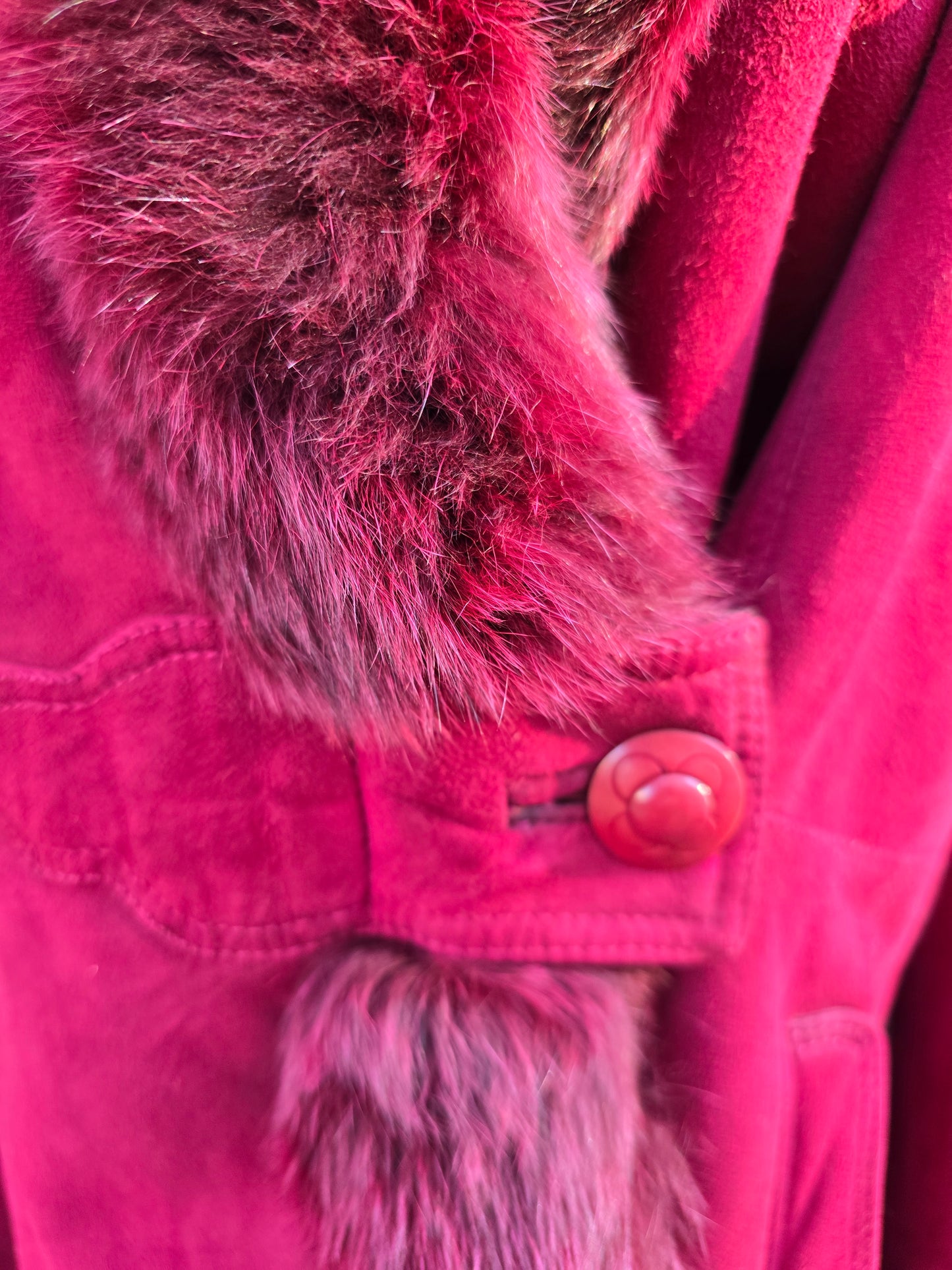 Montone donna vintage shearling con rifiniture in volpe