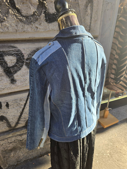 Giacca vintage in jeans modello chiodo