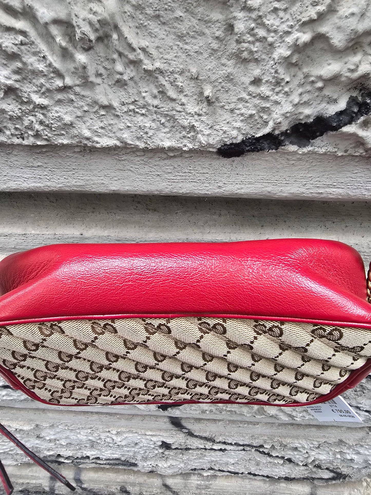 Borsa Gucci Marmont vintage rossa pelle e stoffa monogrammata