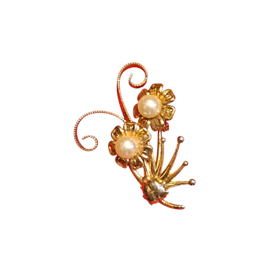 Spilla vintage con fiori e perle