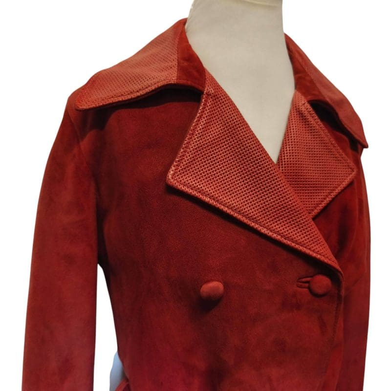 Giacca in pelle e suede rossa vintage - immagine 3