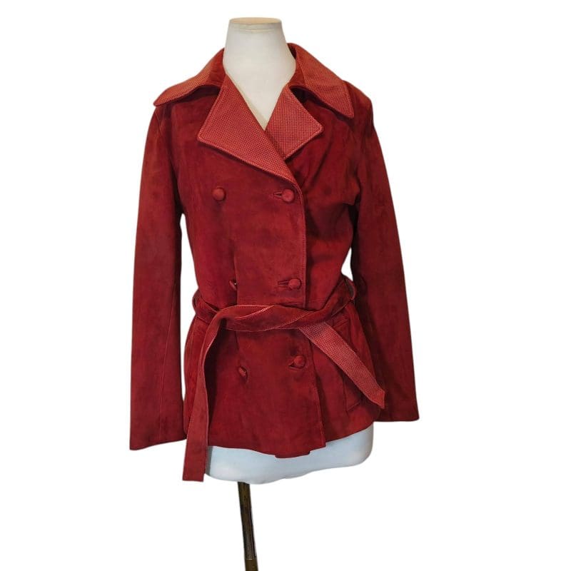 Giacca in pelle e suede rossa vintage