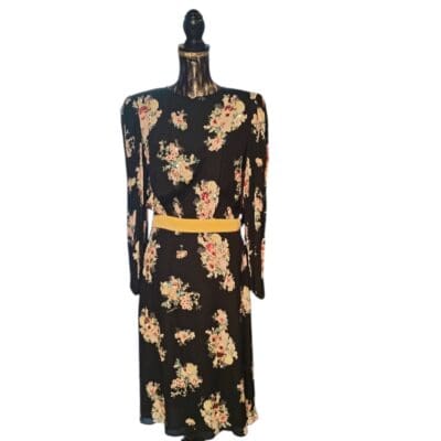 Abito vintage Elisabetta Franchi nero con ricami floreali