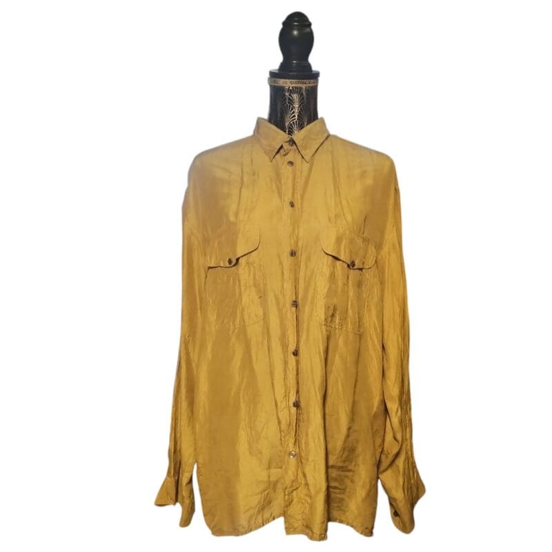 Camicia vintage in seta oro unisex manica lunga
