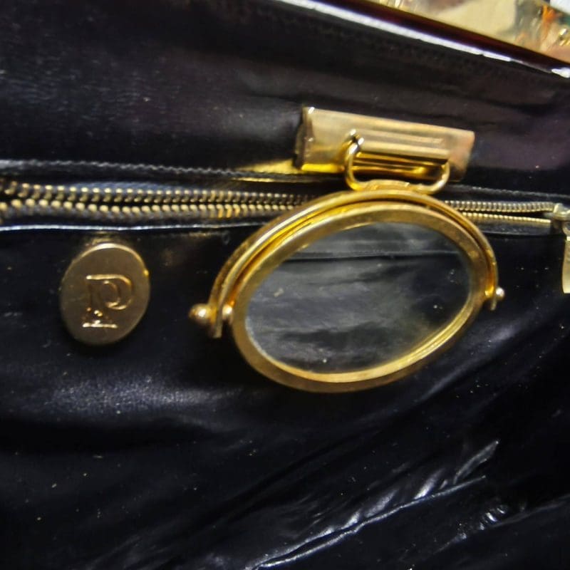 Borsa vintage anni 50 in pitone nero - immagine 4