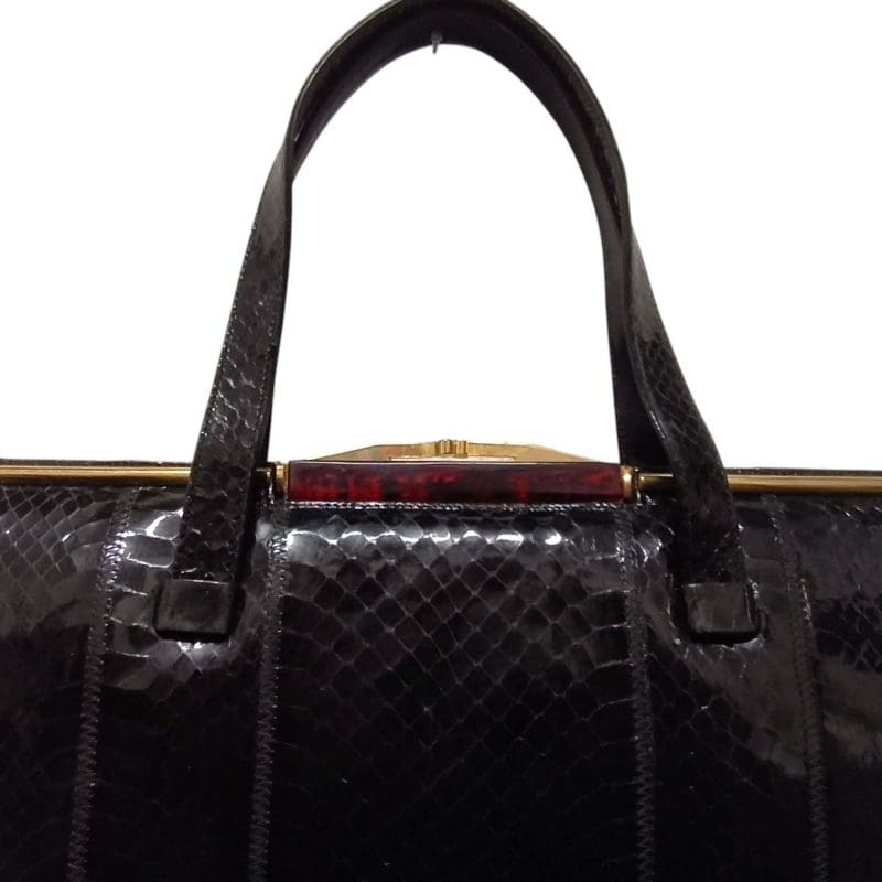Borsa vintage anni 50 in pitone nero - immagine 2