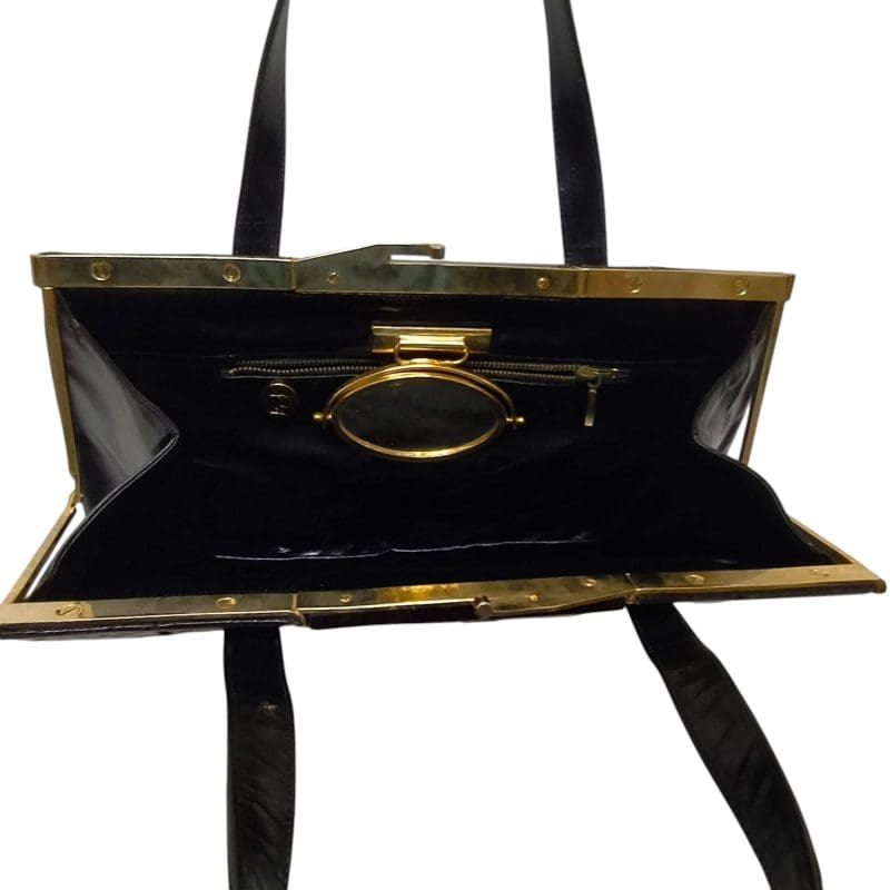 Borsa vintage anni 50 in pitone nero - immagine 3