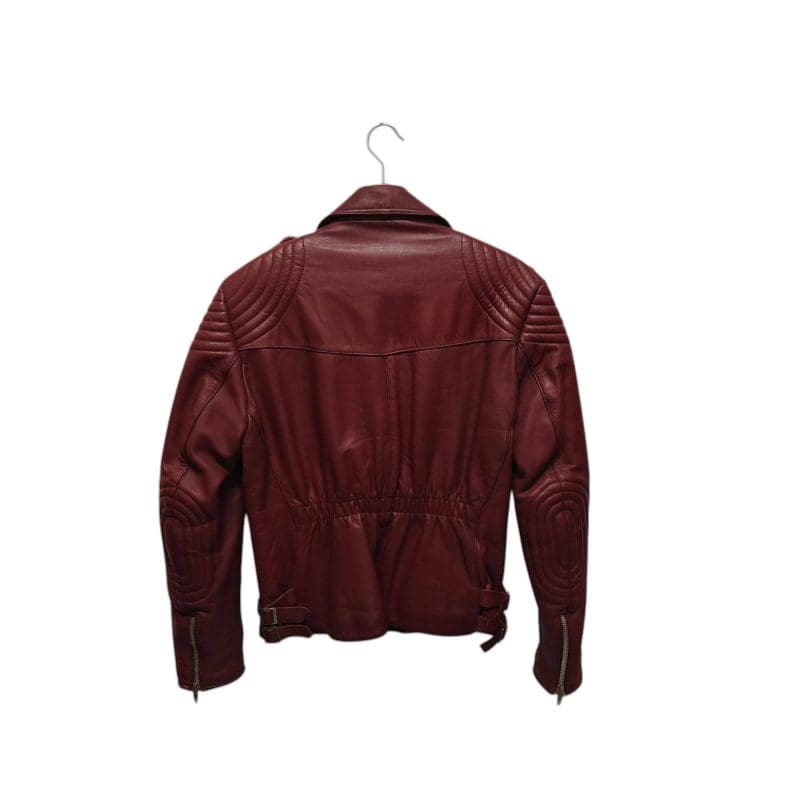 Giacca  vintage bordeaux in pelle anni 80 - immagine 2