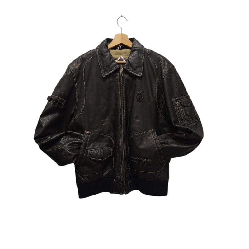 Giacca vintage in pelle marrone anni 80 modello bomber - immagine 3