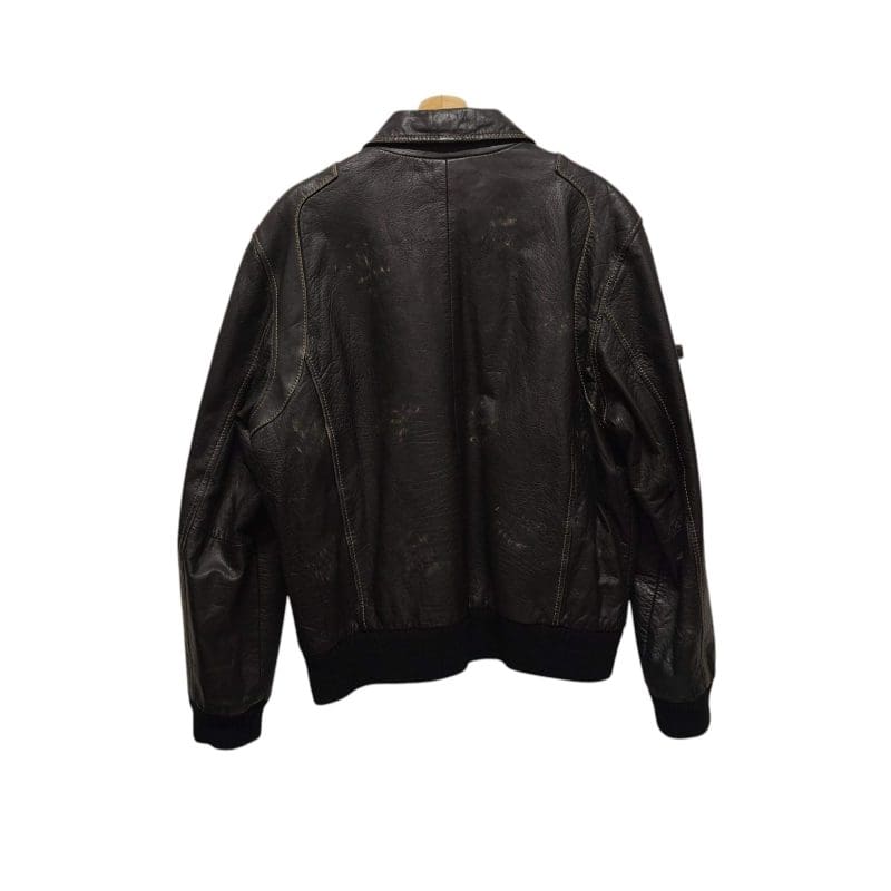 Giacca vintage in pelle marrone anni 80 modello bomber - immagine 2